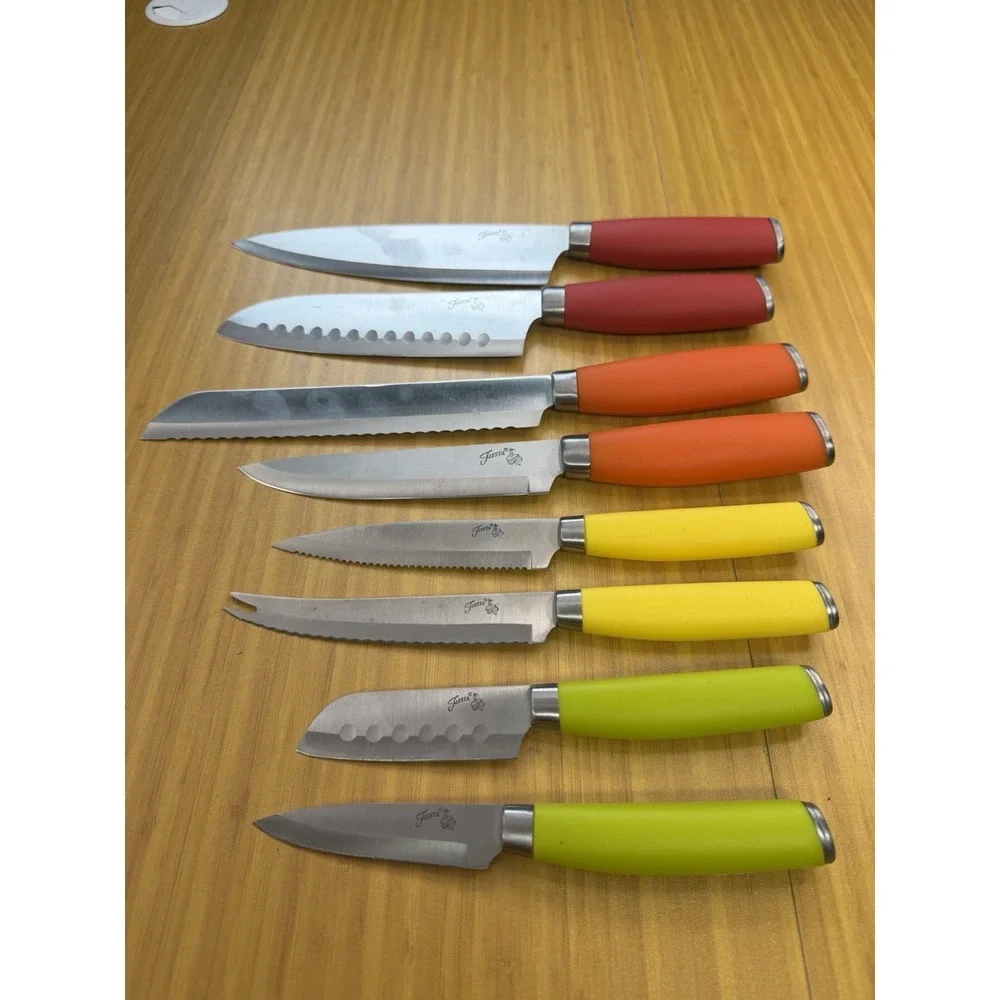 Vintage Fiesta Fiestaware 8 Piece Knife Set Butcher Paring Serrated